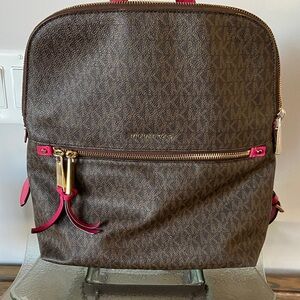 Michael Kors Brown and Pink Backpack